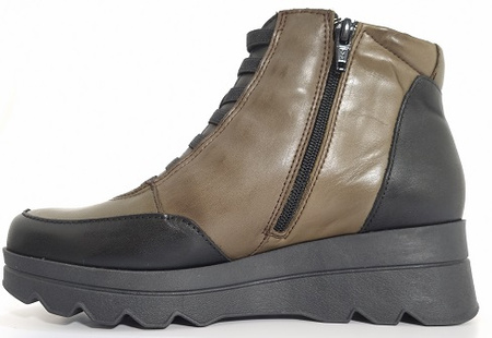 Skórzane Botki Na Koturnie PITILLOS  5356 Khaki r39
