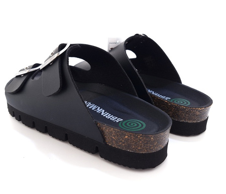Klapki damskie z podeszwą na korku Dr.Brinkmann 700560-01 czarny r.39